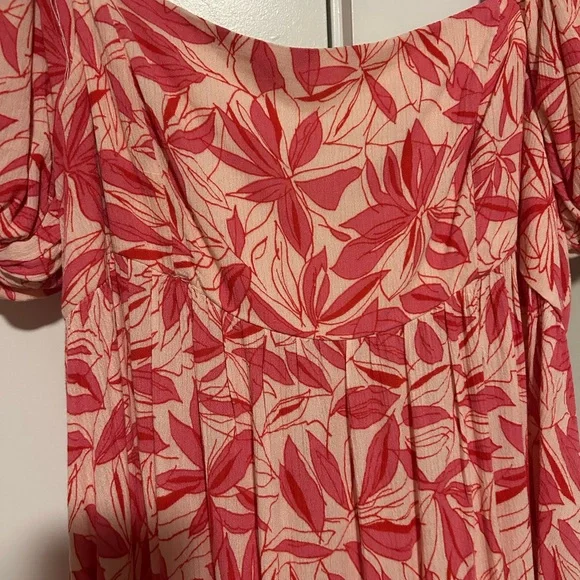 Floral Pink pattern Puff Sleeve Dress - Picture 2 of 5